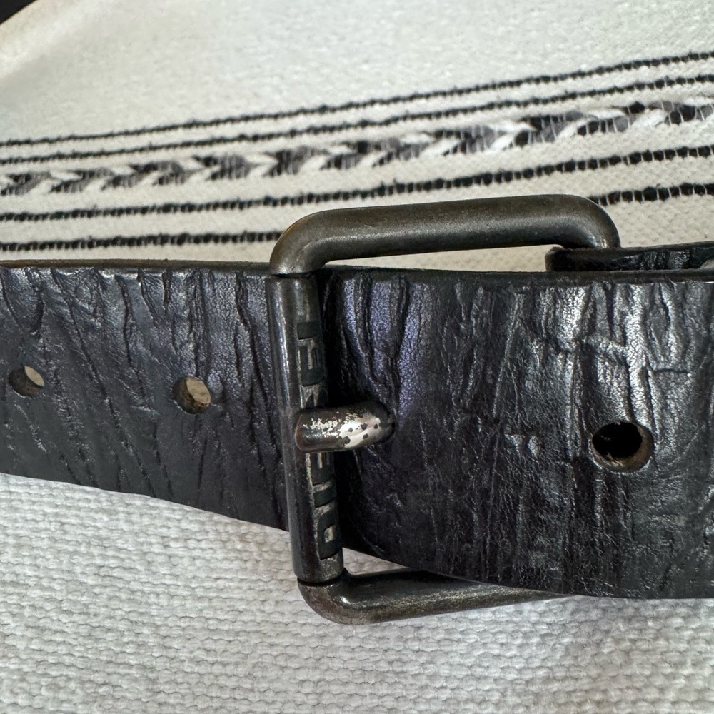 Diesel Textured Black Leather Belt - Picture 3 of 4